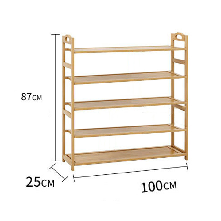 Kệ giá để giày bằng gỗ tre chống mối mọt 5 tầng,  kệ để giày dép TUR059