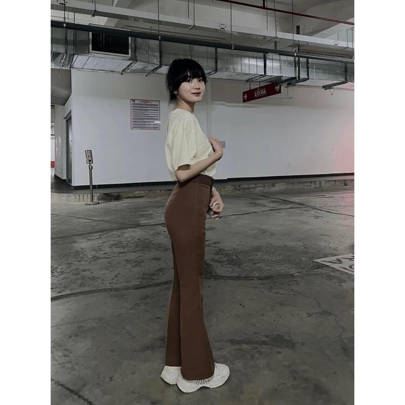 Quần ống suông nữ lưng cao dáng loe cạp cao 1 khuy dài chất tuyết mưa cao cấp thời trang. Quần ống suông nữ trẻ trung.