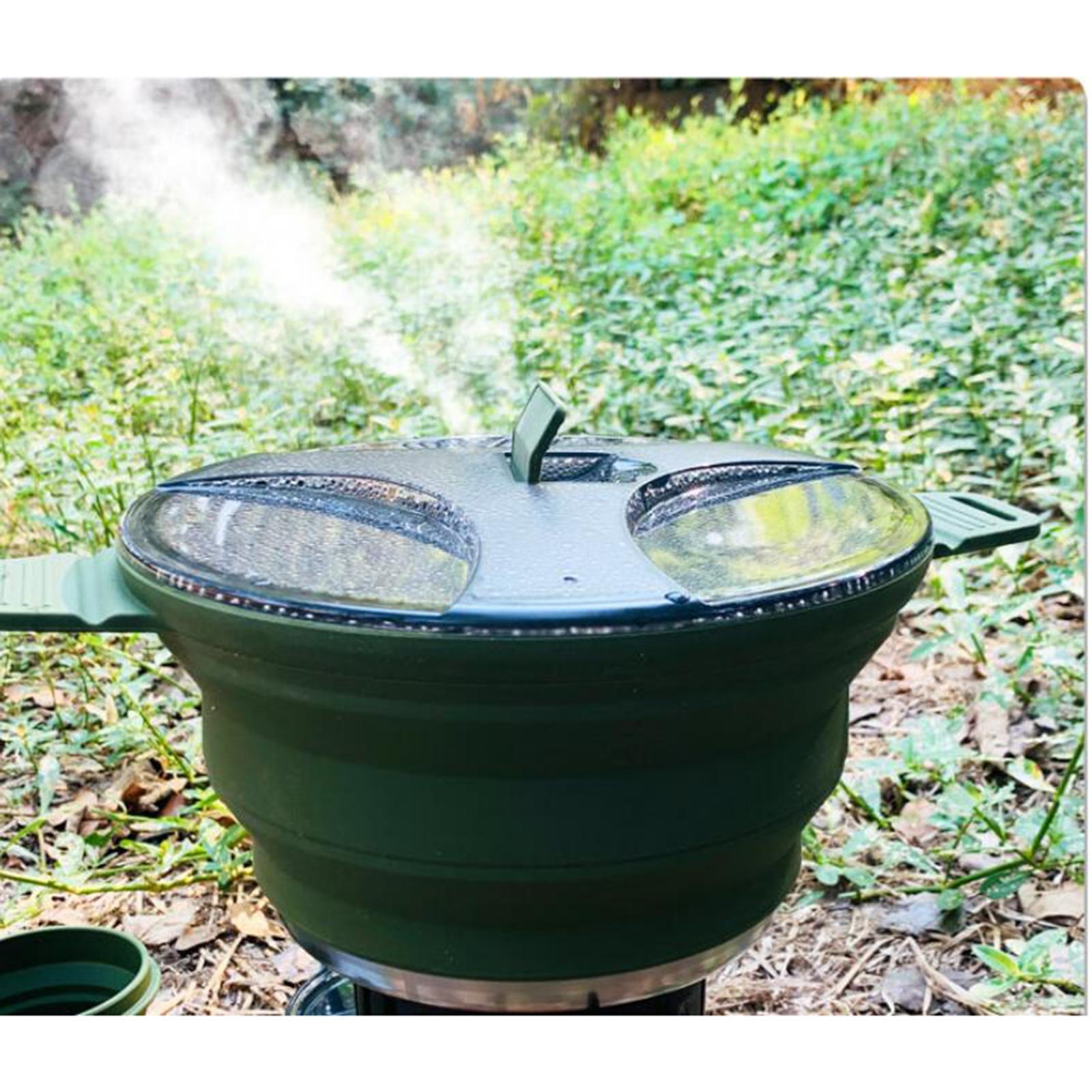 2.5L Collapsible Camping Cooking Pot Outdoor Cookware Water Kettle Teapot