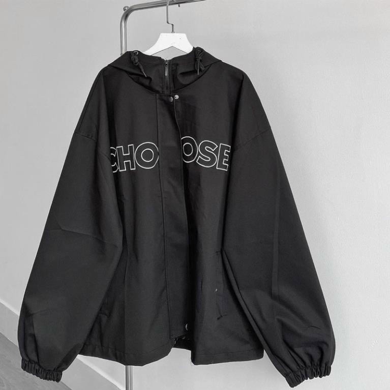 Áo khoác dù CHOOSE Jacket 2 Lớp Unisex , Áo khoác kaki lót dù CHOOSE màu đen ảnh thật unisex , áo khoác phao có nón kaki dù gió nhẹ from rộng ulzzang