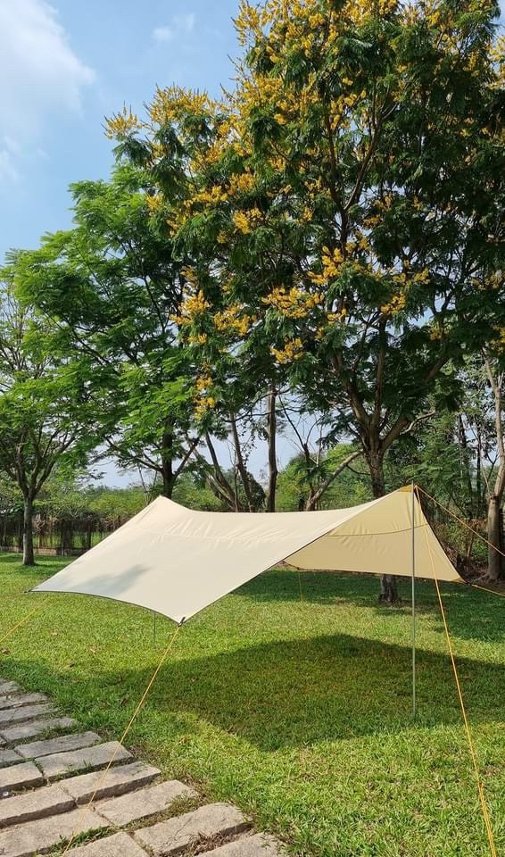 Tăng (tarp) che mưa Hexa Tarp 4m × 4,4m + bộ trụ 2m