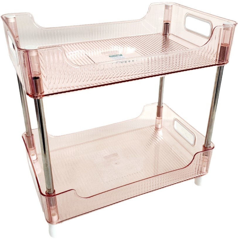 Kệ chữ nhật trong suốt HOKORI khung inox 2 tầng / 3 tầng nhựa VIỆT NHẬT cao cấp đựng đồ đa năng - Văn phòng, vệ sinh, phòng khách