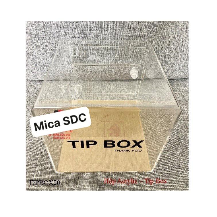 Hộp đựng tip hộp mica đựng tiền tip tiền từ thiện theo màu sắc yêu cầu