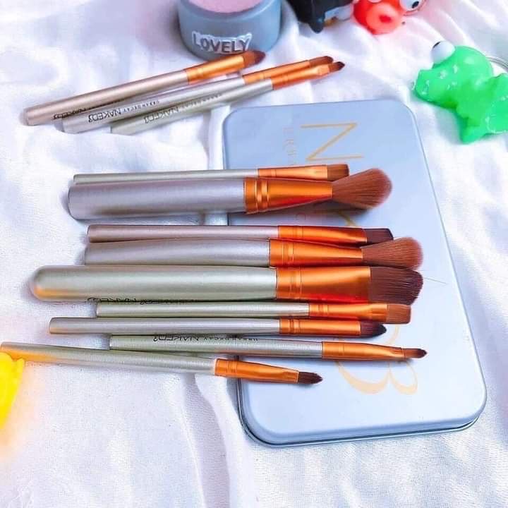 Set  cọ tán phấn 12 món kèm hộp đựng đa năng cao cấp ,đầu cọ mềm mịn và bám phấn , cán cọ dài thích hợp khi cầm ,thiết kế tinh xảo xinh xắn