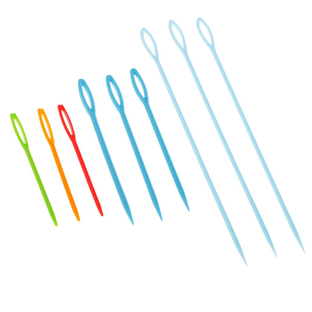 9pcs Plastic Needle Knitting Tools Hand Sewing Needles DIY Sweater Stitches