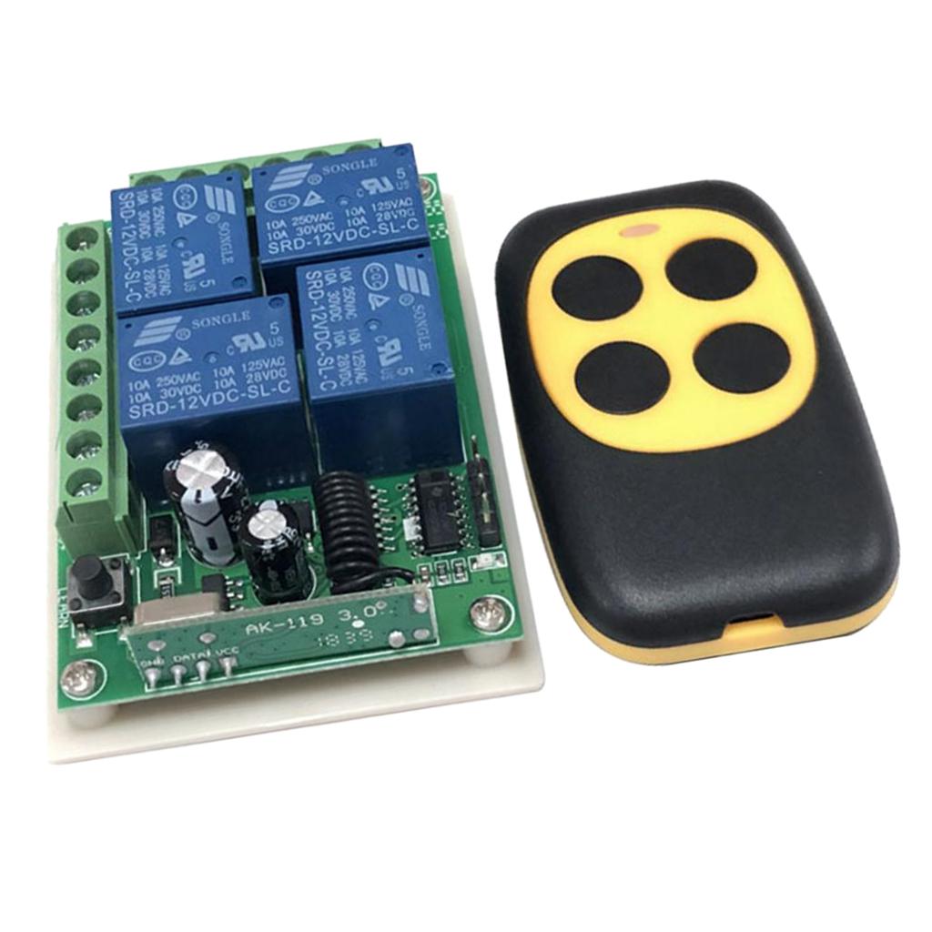 Universal Wireless Remote Control Switch - 4CH Relay Receiver Module and RF Transmitter- Electronic Lock Control