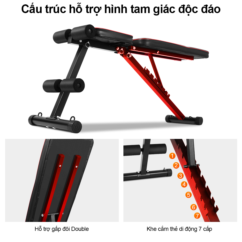 Ghế tập tạ đa năng Ghế gập bụng chống đẩy tập gym đa năng có thể gấp lại Có thể điều chỉnh OT226