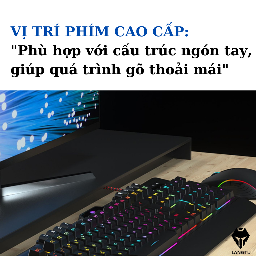 Bàn Phím Giả Cơ Gaming LANGTU V8000 Phụ Kiện Laptop Pc Có Đèn Led Kèm Chuột Hàng Chính Hãng