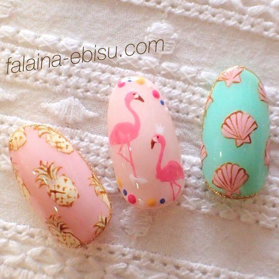 Sticker nails hồng hạc - hình dán móng 3D