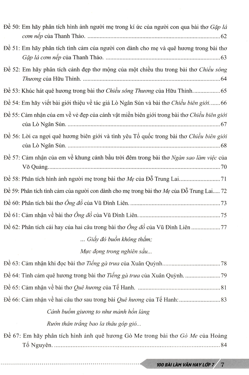 100 BÀI LÀM VĂN HAY LỚP 7