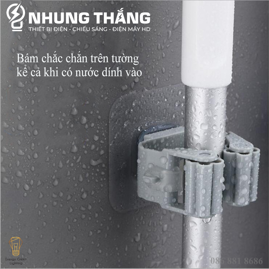 Móc Dán Tường Kẹp , Giữ Các Dụng Cụ Lau Dọn Trong Nhà - Móc Treo Chổi, Treo Ô, Đồ Dùng - Chịu Lực Tốt