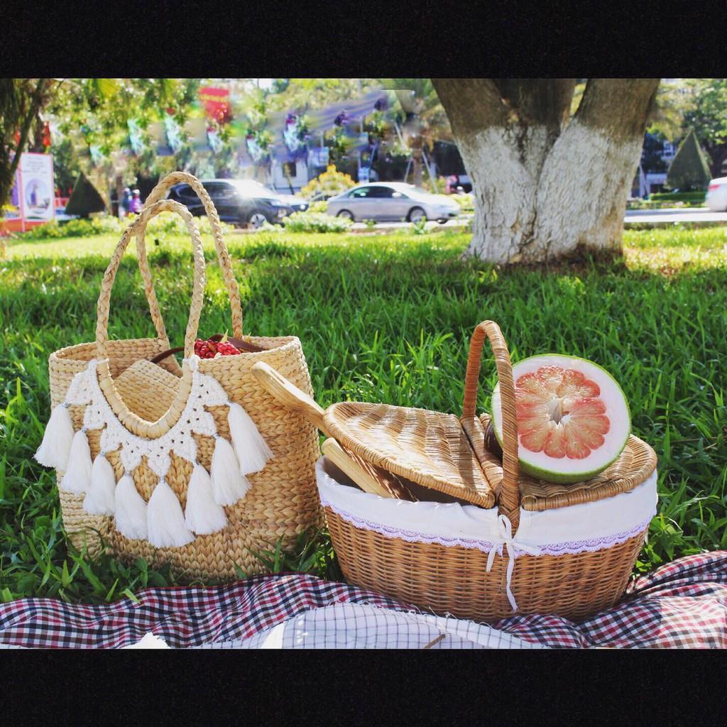 Giỏ picnic size lớn - ảnh thật - hàng có sẵn