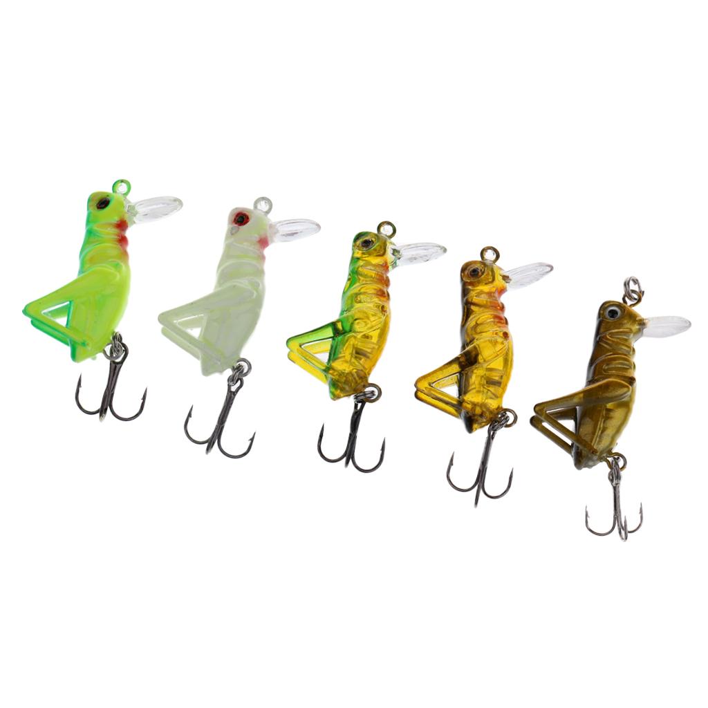 5Pcs Insects Fishing Lures Hard Baits Floating Simulation Grasshopper Lures