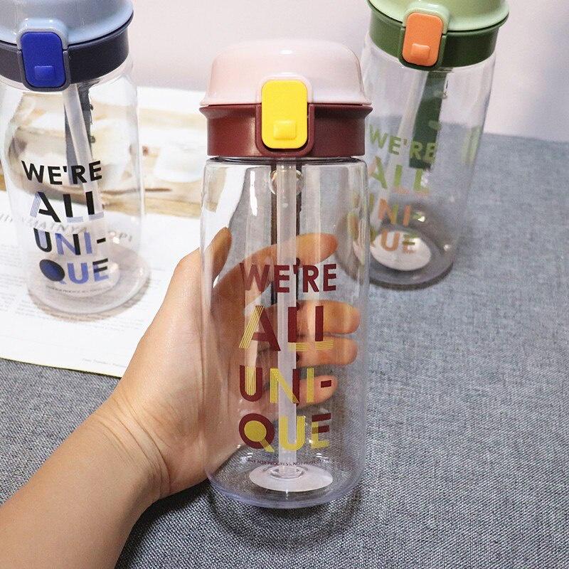 New simple Bouncing Straw Water Cup for Men and Women Students Outdoor Sports Travel Portable Leak-proof Plastic Beverage