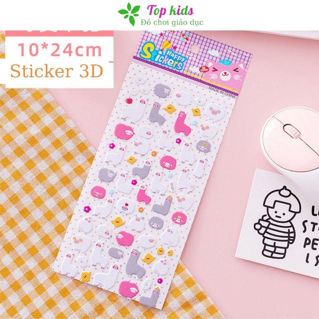 Sticker cute hình dán dễ thương nổi 3D kích thước 24 x10cm nhiều mẫu đa dạng cho bé trai bé gái - TOPKIDS