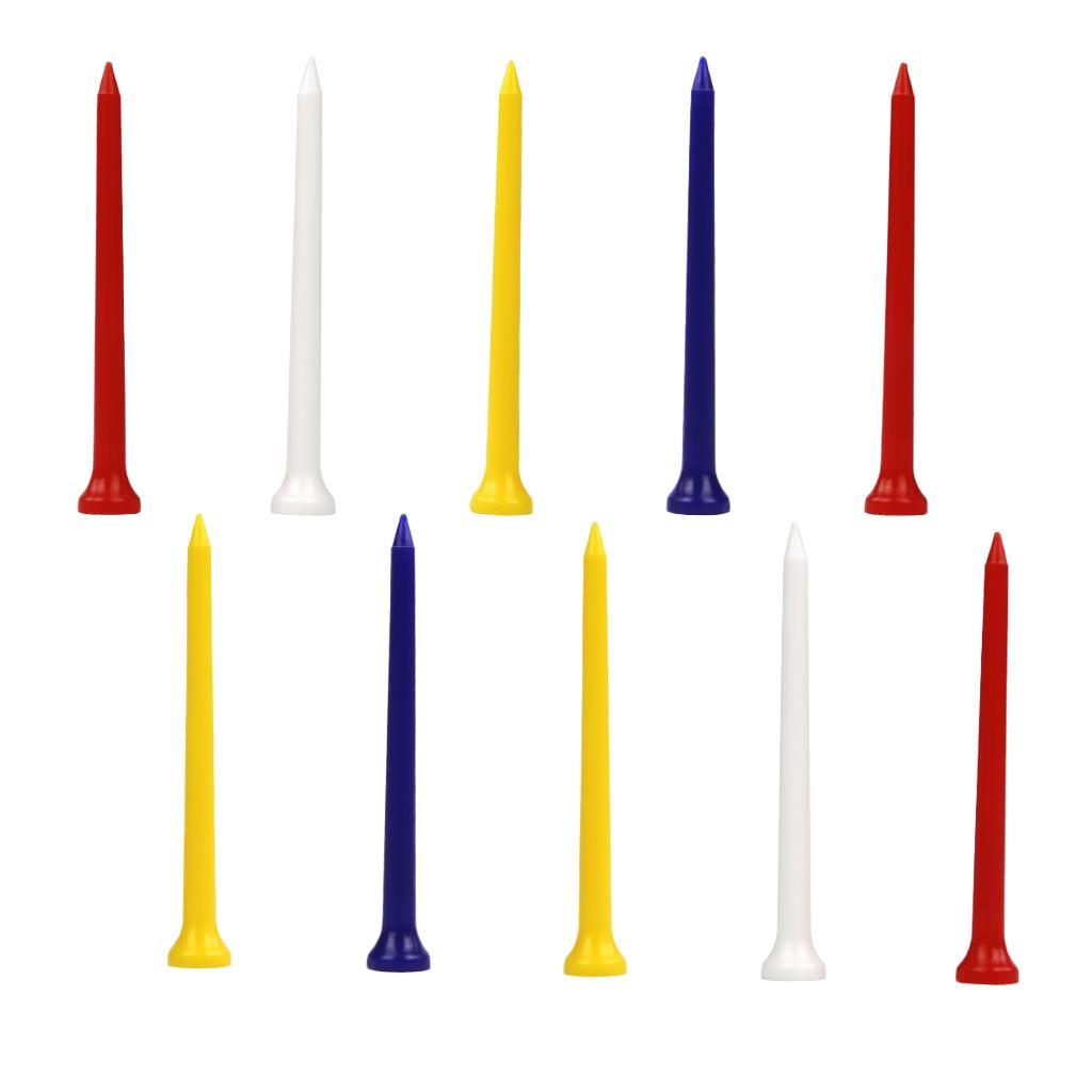 2-4pack 10pcs Unbreakable Golf Tees Professional Plastic Nails Mixed Color 83mm