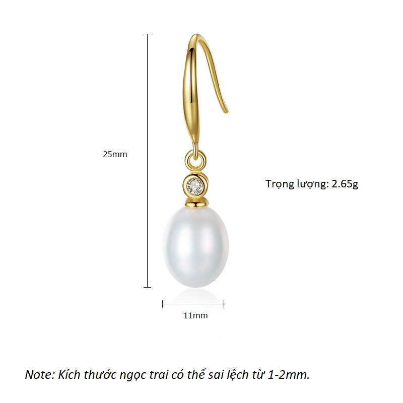 Bông Tai Ngọc Trai Cao Cấp B1932 Cỡ Hạt 11x13 Ly Bảo Ngọc Jewelry