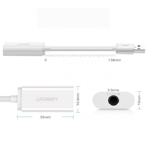 Cáp chuyển USB 2.0 sang Audio Ugreen dài 20cm 30712- Hàng chính hãng