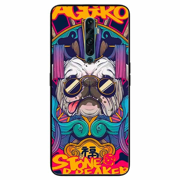 Ốp lưng in cho Oppo Reno 10x Mẫu Pulldog Kính Đen