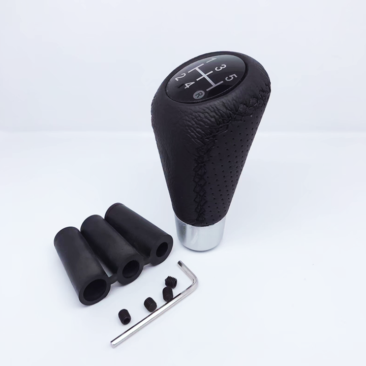 Đầu Tay nắm cần số xe hơi, ô tô bọc da thật 100% cao cấp dùng cho các xe số sàn - Chất liệu: Hợp kim đồng bọc da