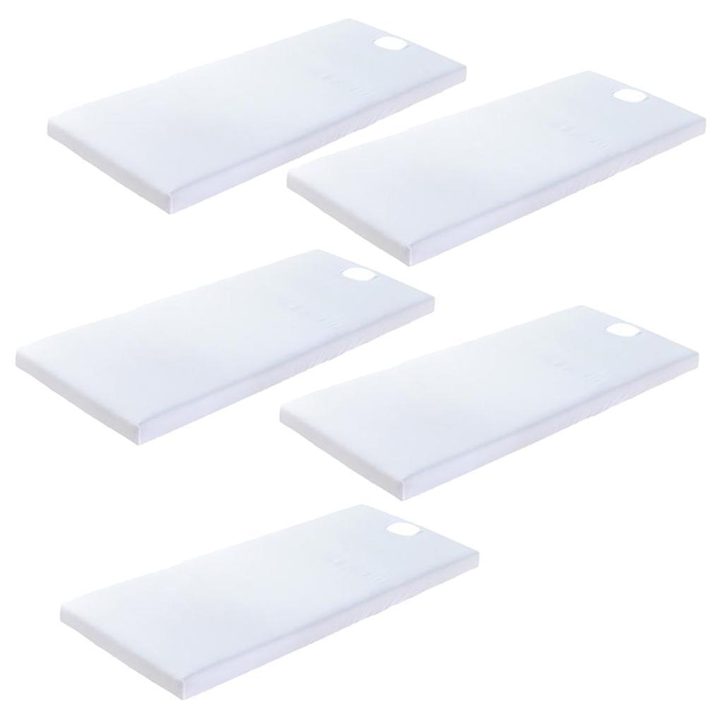 5 Pieces Universal SPA Massage Bed Sheet Cover with Face Breath Hole White