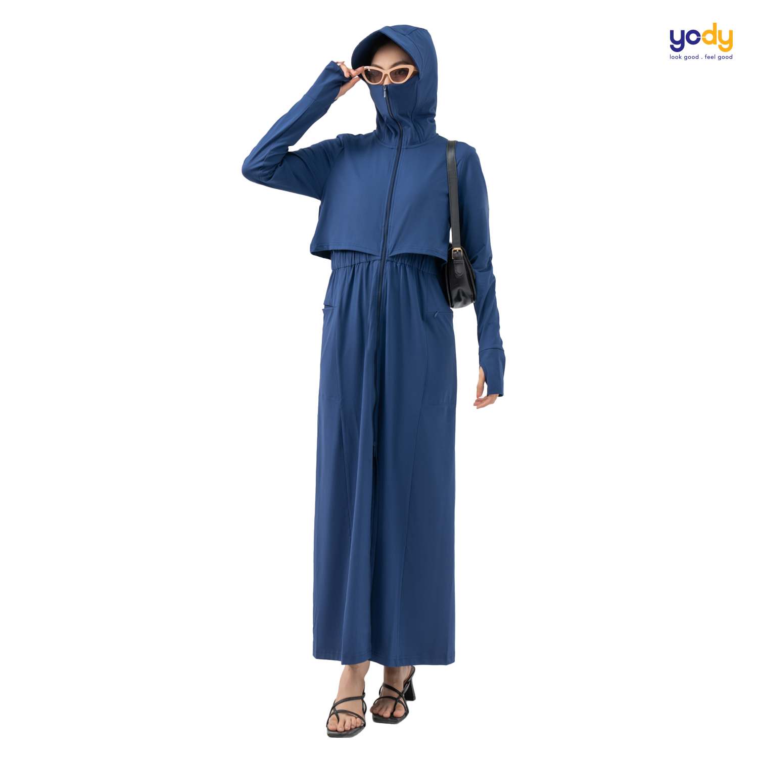 Áo chống nắng nữ YODY dáng dài xẻ tà, phối lưới thoáng khí, chất vải chống tia UV ACN6010