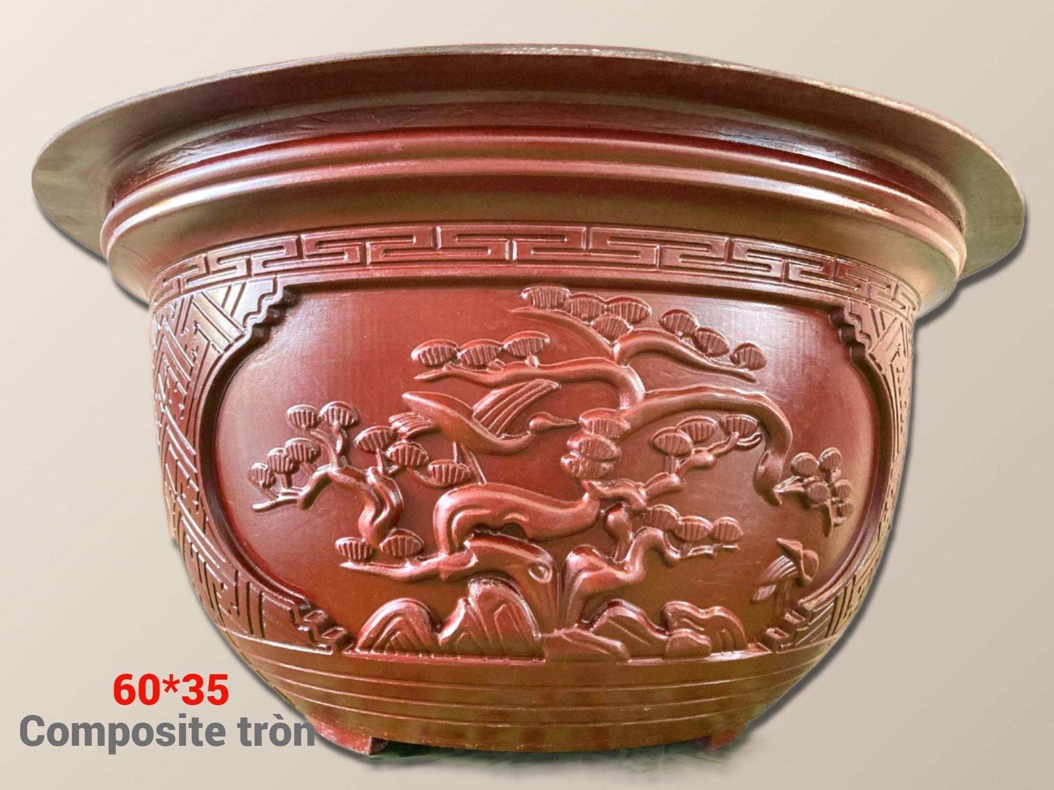 Chậu composite tròn 60*35cm trồng cây cảnh siêu bền