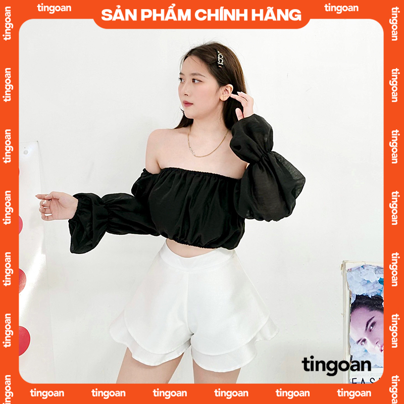 Quần váy tafta cạp cao xoè 2 tầng trắng tingoan CHARMIE SKORT/WH