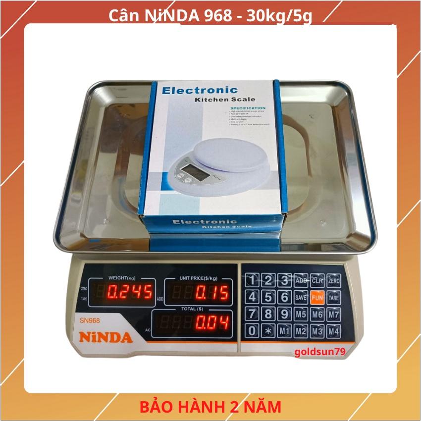 cân điện tử tính tiền NiNDA 968 ( 30Kg/5g ) mặt cân được làm bằng inox sáng bóng ( bảo hành 24 tháng )