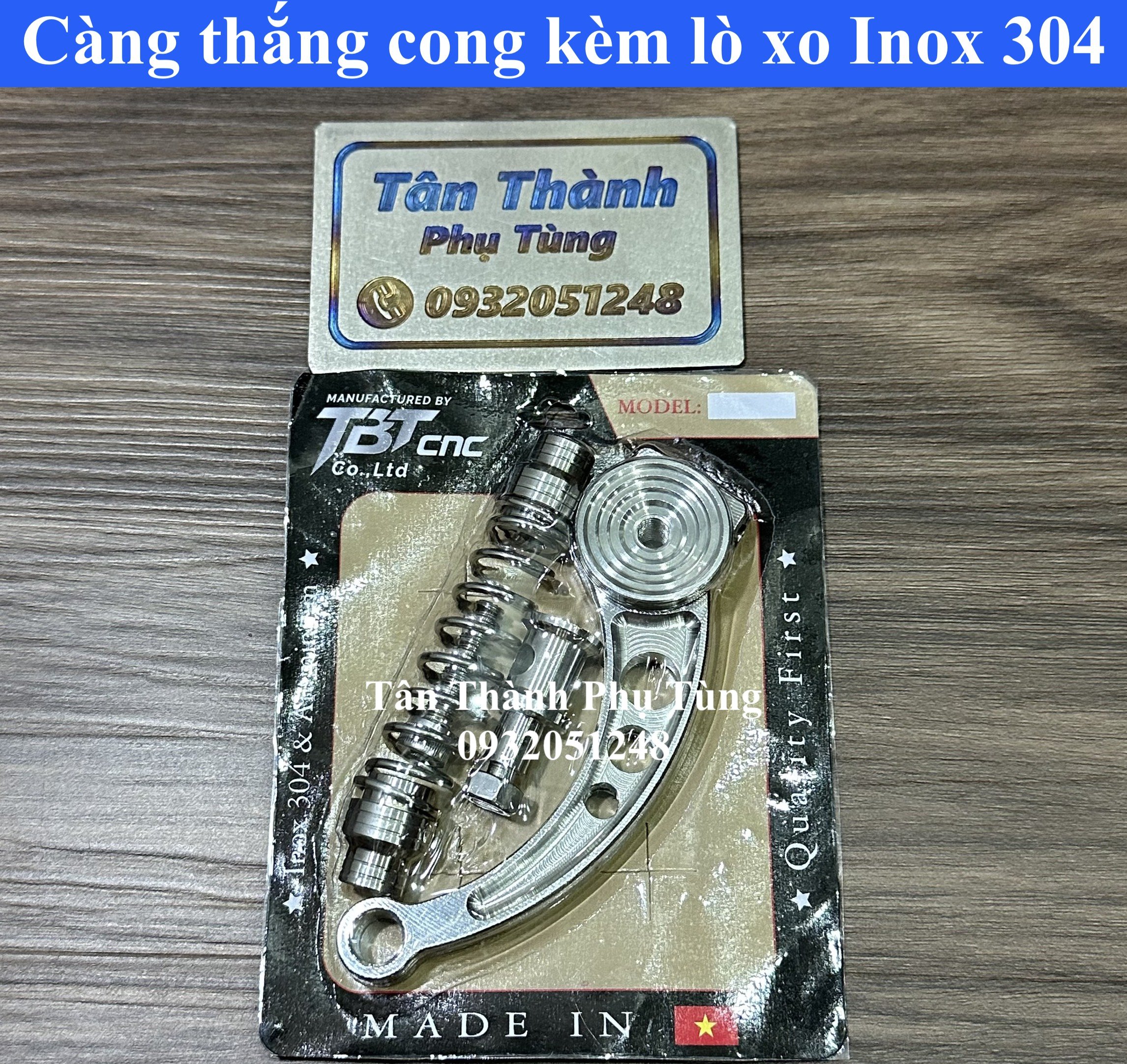 Càng thắng cong Inox 304 TBT CNC kèm lò xo dành cho xe máy