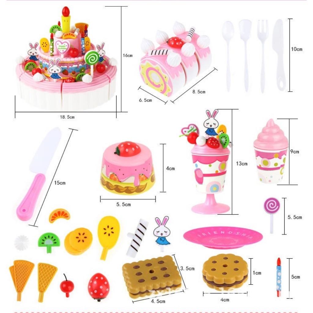 Bánh kem đồ chơi, đồ chơi bánh kem sinh nhật cho bé, chất liệu nhựa ABS cao cấp an toàn
