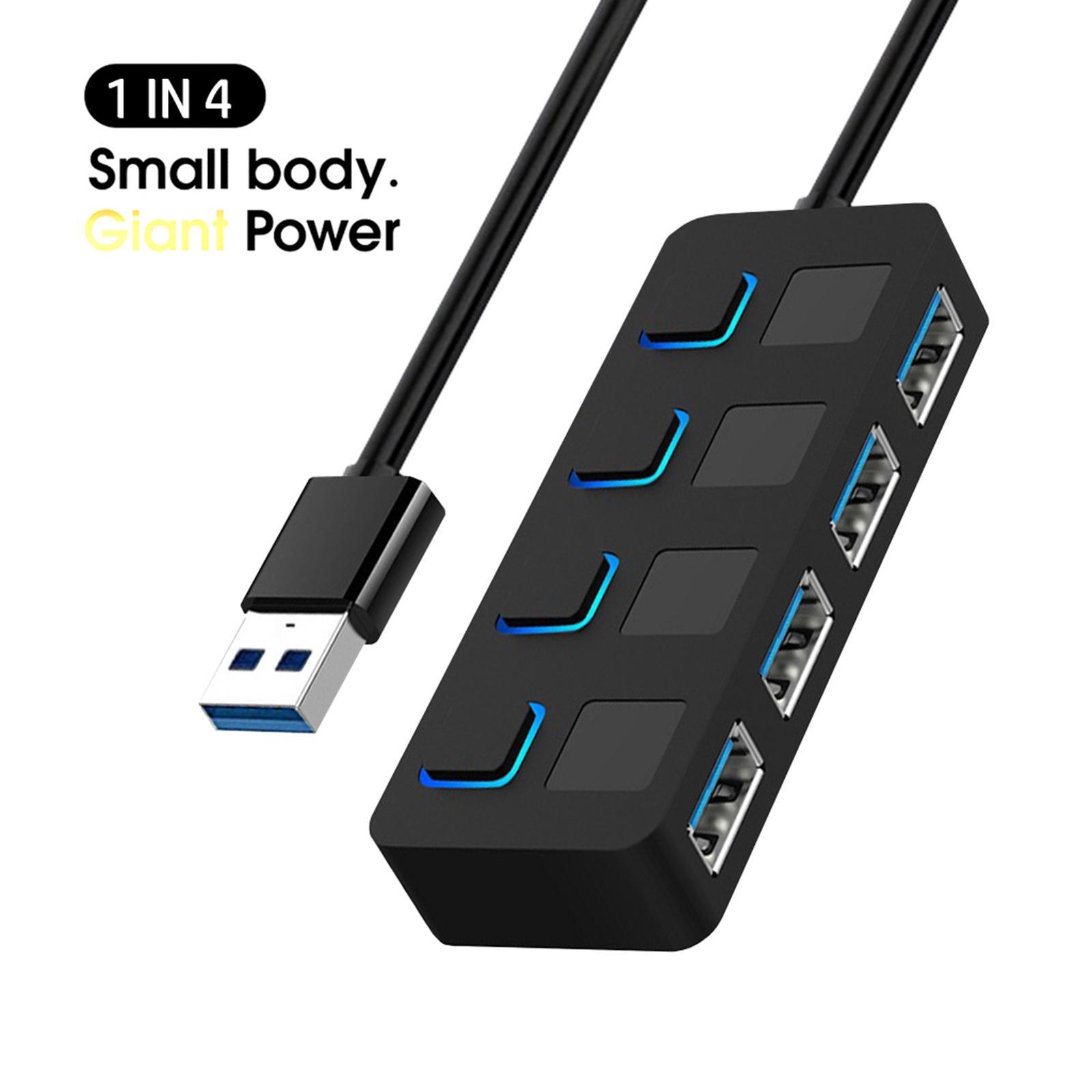 4 Ports USB 3.0 Hub, with Extended Cable Data USB Hub for