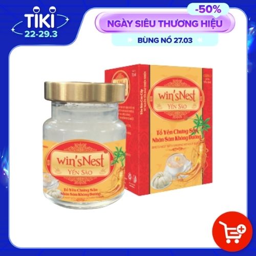 Thùng 72 lọ Yến Sào win'sNest Tổ Yến Chưng Sẵn nhân sâm không đường lọ (70ml)