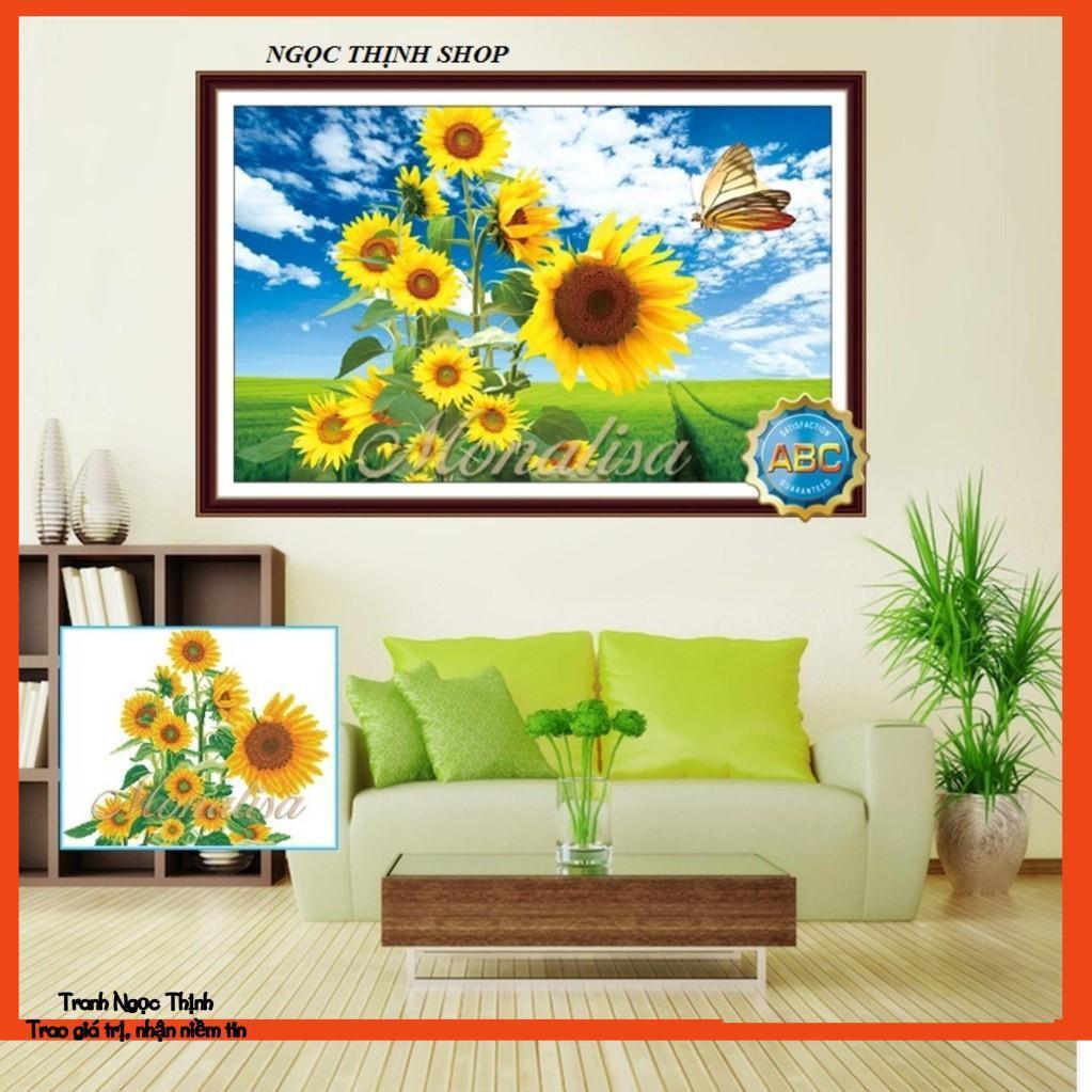 FreeShip 250k Toàn Quốc-Tranh đính đá cao cấp hoa hướng dương khoe sắc- Y8197- 90x60Cm