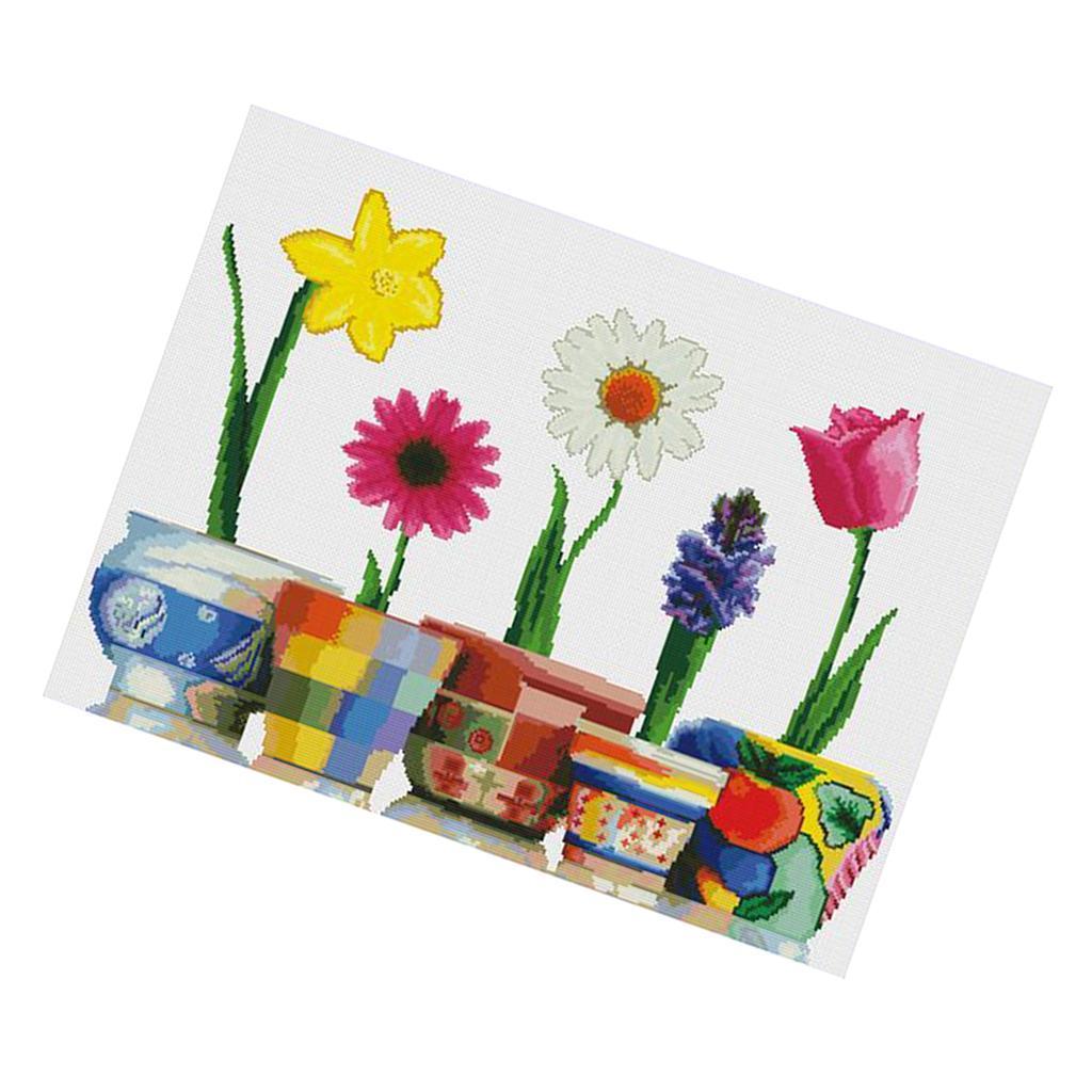 Handmade Ribbon Embroidery Flower Painting Kit Cross Stitch DIY Decoration