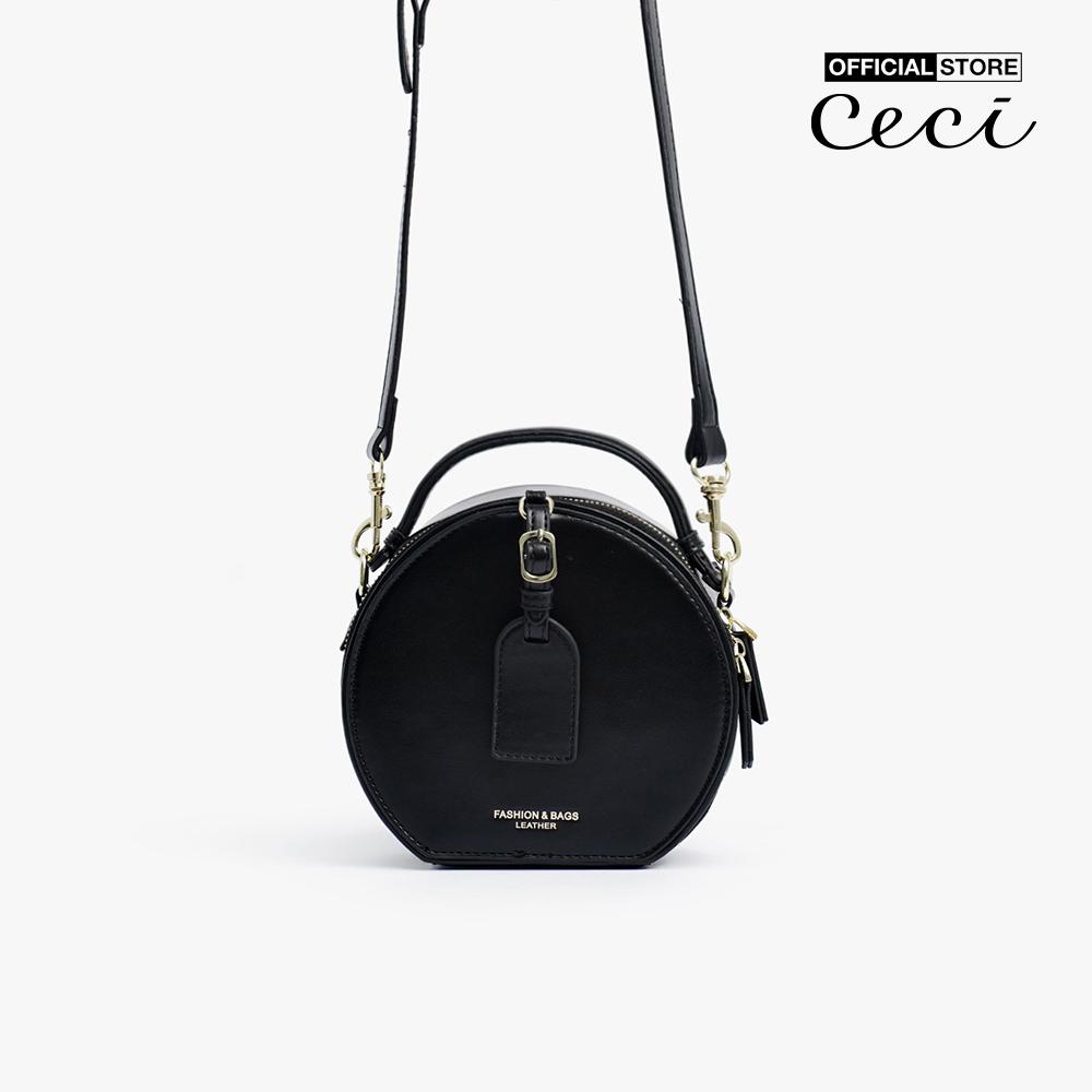 CECI - Túi đeo chéo nữ hình tròn phối zip sang trọng CC11-08000002-01
