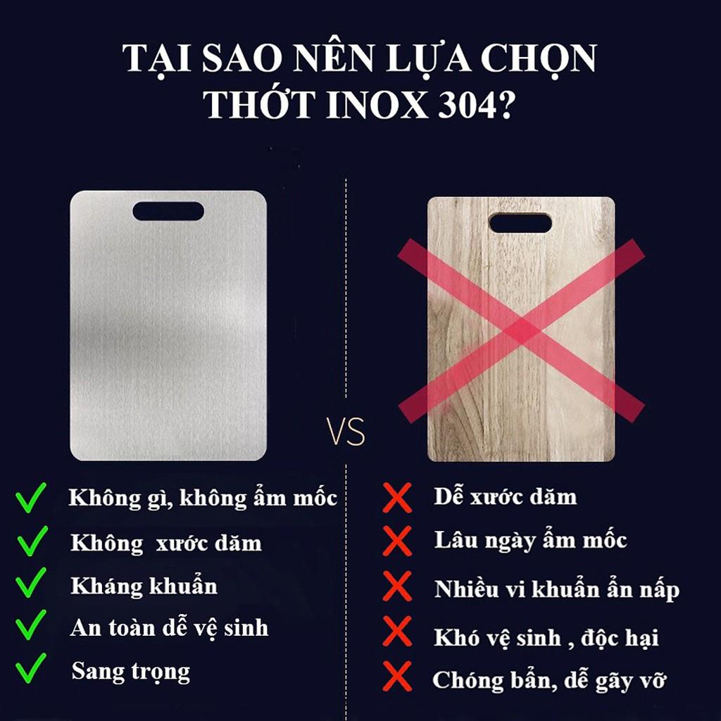 Thớt Inox 304 Kháng Khuẩn Cường Lực - Vệ Sinh Dễ Dàng - Chống Ẩm Mốc - Không Xước Dăm - Không Mùn Gỗ