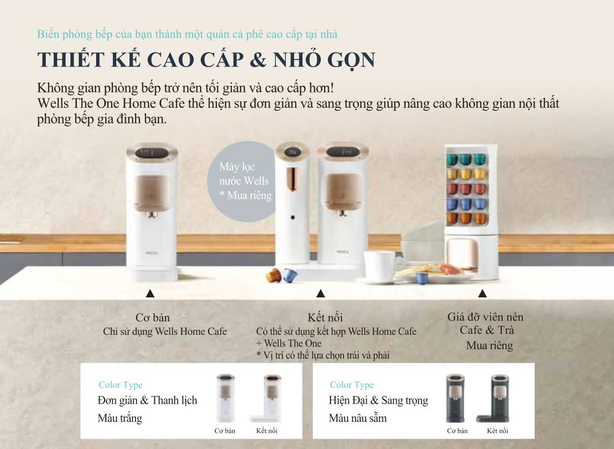 Máy pha viên nén Trà và Cafe Wells Home Cafe [TẶNG KÈM Khay đựng viên nén] - Hàng chính hãng