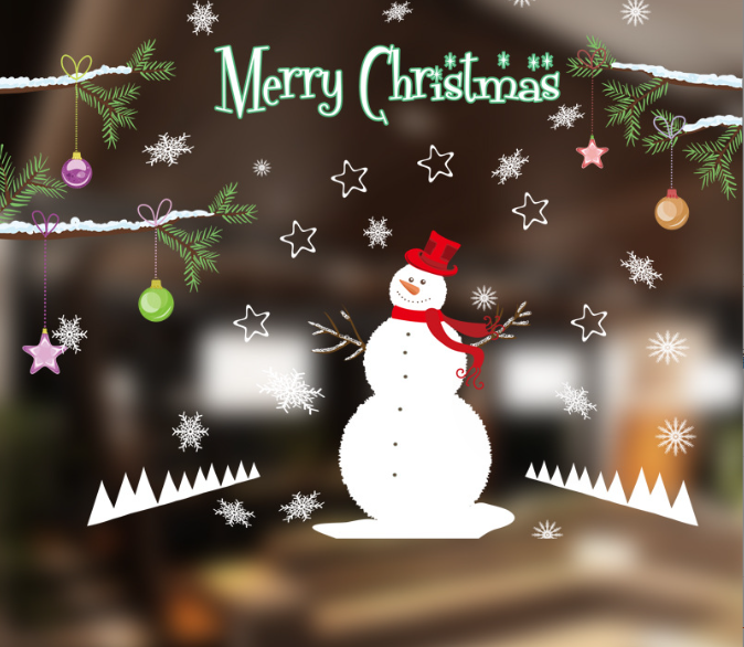 Decal trang trí tường Noel - Người Tuyết Khổng Lồ Và Khăn Đỏ
