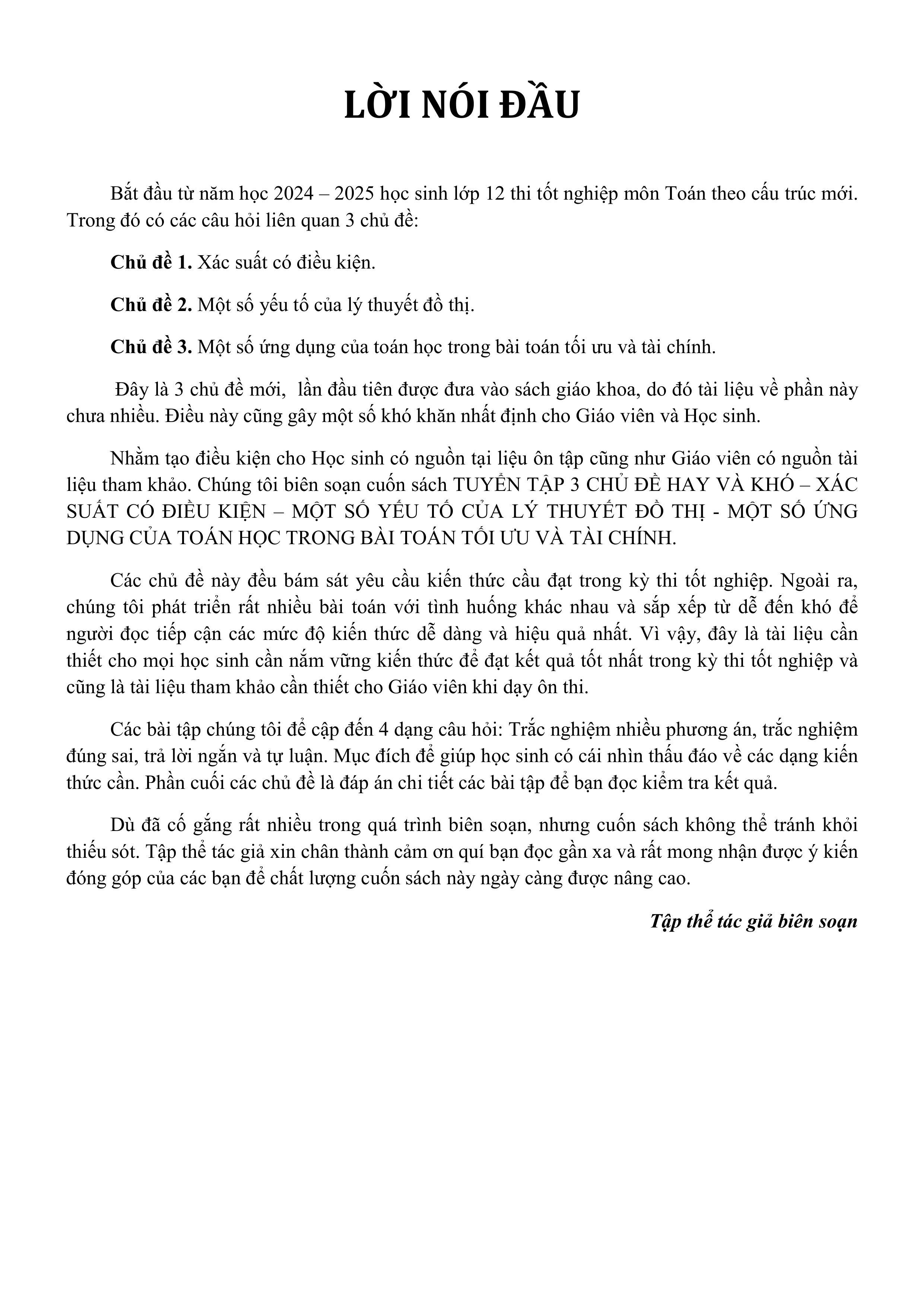 Sách - Tuyển Tập 3 Chủ Đề Hay Và Khó Xác Suất Có Điều Kiện Một Số Yếu Tố Của Lý Thuyết Đồ Thị