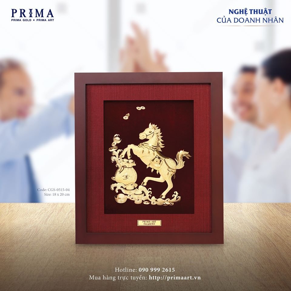 Tranh Vàng 24K PRIMA ART - NGỰA TIỀN 3 - Kích thước 18 x 20 cm - CGS-0515-04