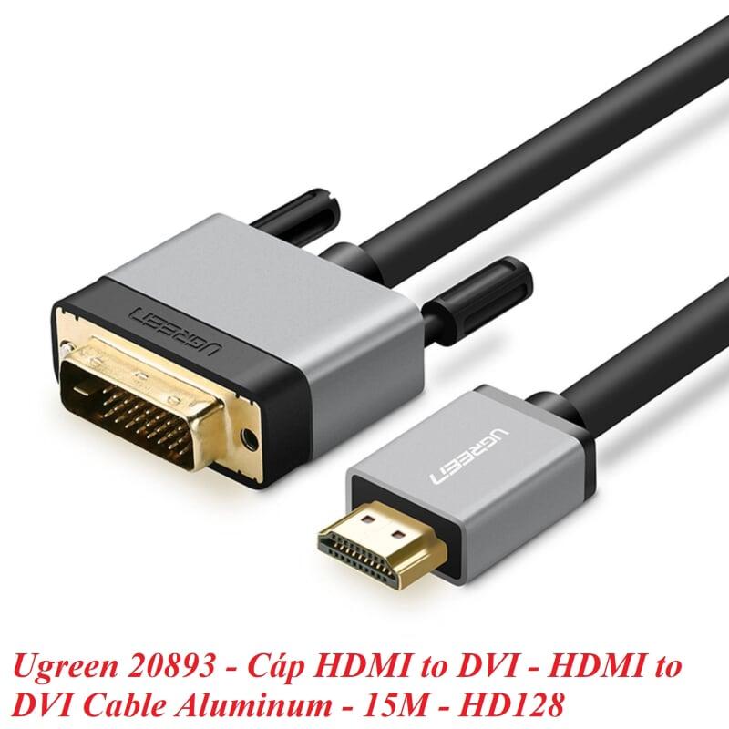 Ugreen UG20893HD128TK 15M màu Đen Cáp chuyển đổi HDMI sang DVI 24 + 1 thuần đồng cao cấp - HÀNG CHÍNH HÃNG