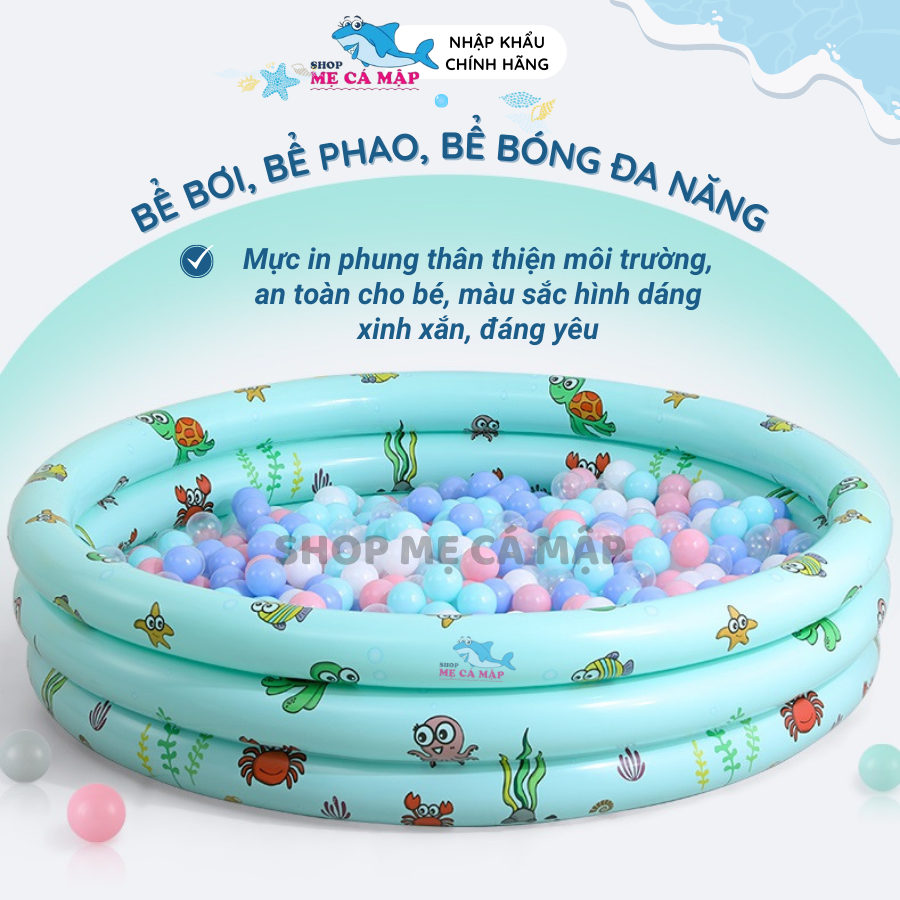 Bể bơi cho bé, làm Bể bóng Bể phao đa năng 3 tầng Tặng Kèm Bơm Chân sẵn 3 màu