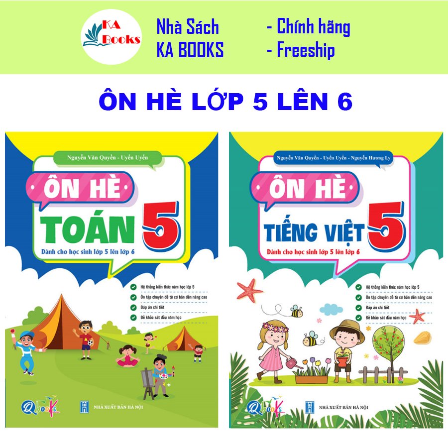 Combo Ôn Hè Toán và Tiếng Việt 5 - Dành cho học sinh lớp 5 lên 6 (2 cuốn)