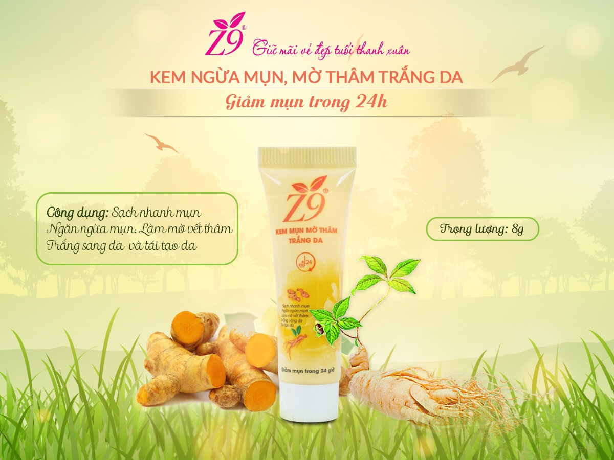 Kem mụn mờ thâm trắng da Z9 (hộp tuýp 8G)