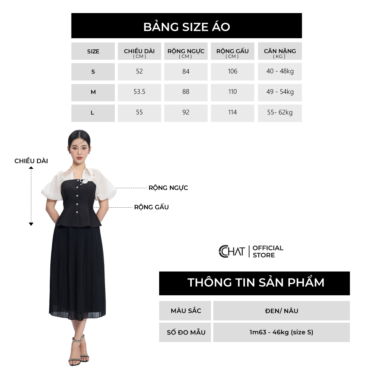 Áo Sơ Mi Nữ Cổ Kiểu Tay Bom Peplum Chất Liệu Tuytsi Cao Cấp 53FNS8003PT