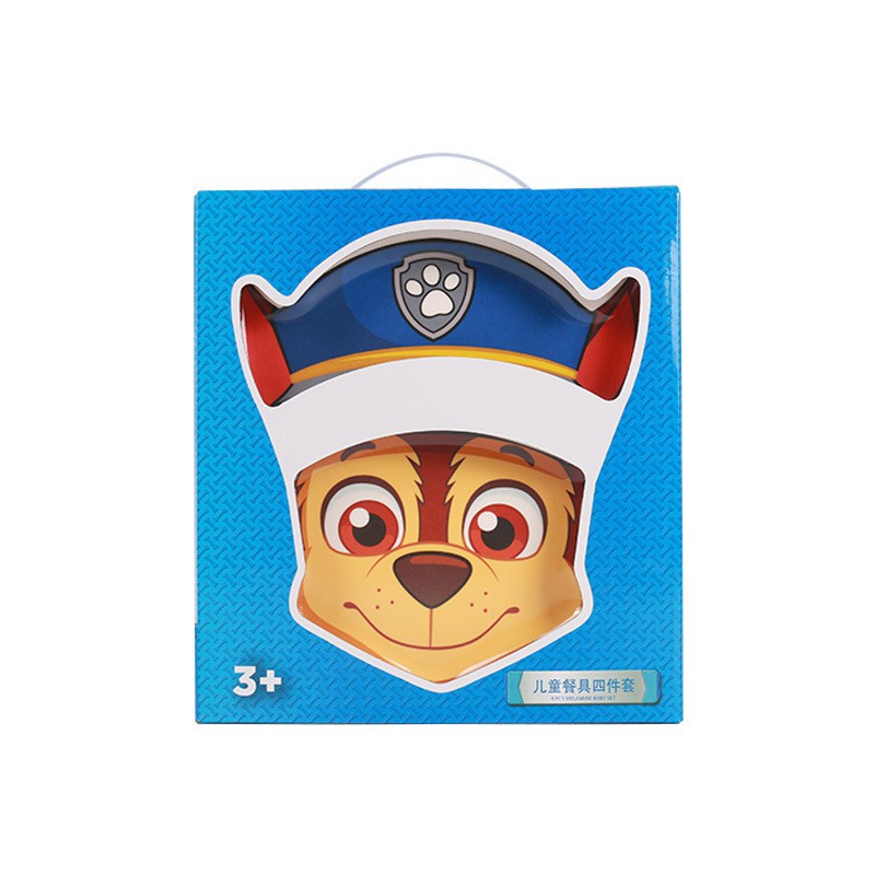 Set 4 món chén, dĩa, muỗng và ly uống nước hình chú chó cứu hộ Dog Paw Patrol 3D màu xanh cho các bé ăn uống - 140P7NWW6633