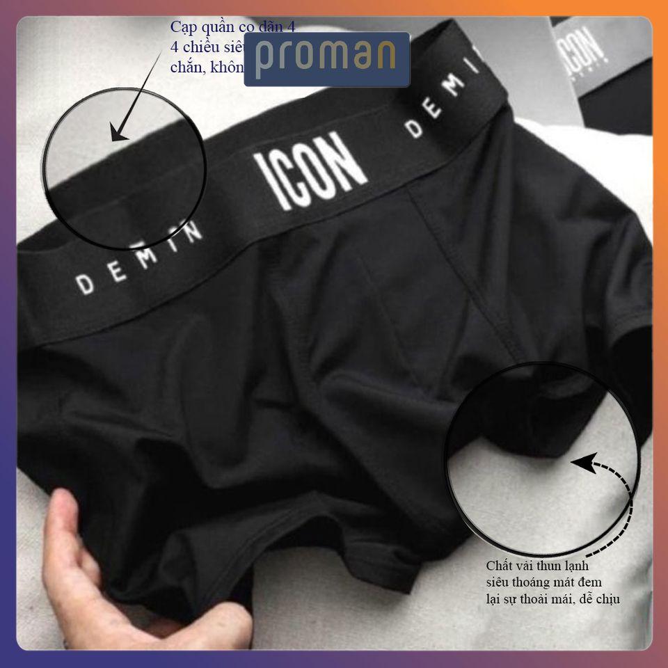 Quần lót nam boxer thun lạnh cao cấp, quần sịp đùi nam co giãn thoáng mát màu đẹp SD07 (Che tên) - PROMAN