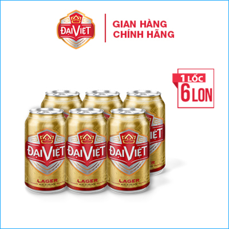 [Combo (06) lon 330ml] Bia Lager Đại Việt, Bia vàng sản xuất theo công nghệ Bia Đức, không hóa chất, đậm vị bia việt.