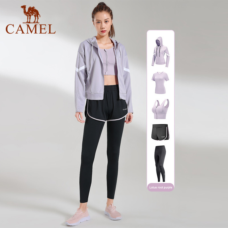 Bộ Đồ Thể Thao Nữ CAMEL 5 cái một Tập chạy buổi sáng quần áo thể thao nhanh khô chuyên nghiệp cao cấp có đệm ngực quần áo yoga khí chất